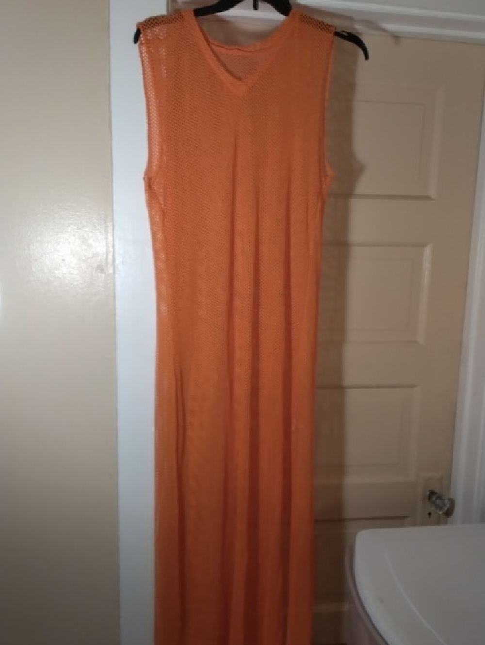 Love Nation Orange Mesh V-Neck Maxi Dress